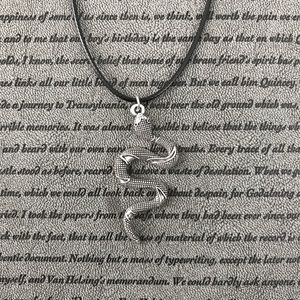 Silver Snake Boho Hippie Rope Pendant Necklace